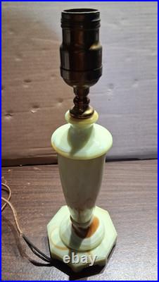 Antique Houze Green Slag Glass Table Lamp 1928 MarbleX Works Antique Houze Green Slag Glass Table Lamp 1928 MarbleX Works