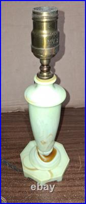 Antique Houze Green Slag Glass Table Lamp 1928 MarbleX Works