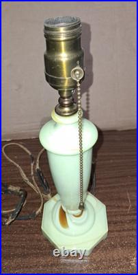 Antique Houze Green Slag Glass Table Lamp 1928 MarbleX Works