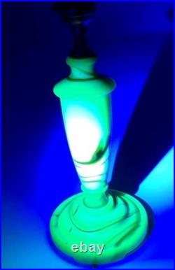 Antique Houze Green Slag Glass Table Lamp Houze X 1928 MarbleX Glows Works