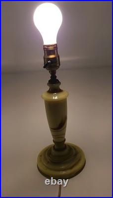 Antique Houze Green Slag Glass Table Lamp Houze X 1928 MarbleX Glows Works