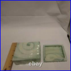 Antique Houze Vaseline Uranium Slag Glass Jadeite Akro Agate Cigarette Box