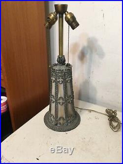 Antique Illuminated Slag Glass Lamp Base Unsigned Pittsburgh Miller Era