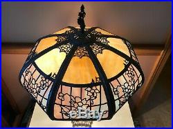 Antique Immaculate Empire of Chicago Lamp Colorfull 16 Panel Slag Glass Shade