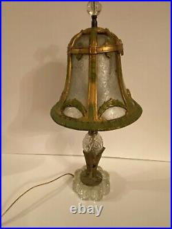 Antique Iron Slag Glass Lamp