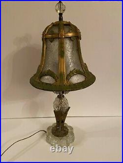 Antique Iron Slag Glass Lamp
