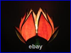 Antique JENNINGS BROS. Cast Metal Geisha Girl Lady Lamp & Slag Glass Tulip Shade