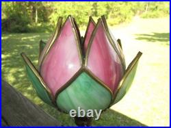 Antique JENNINGS BROS. Cast Metal Geisha Girl Lady Lamp & Slag Glass Tulip Shade