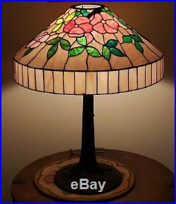 Antique J A Whaley Leaded Slag Stained Glass Table Lamp Handel Duffner Era
