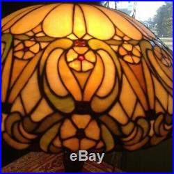 Antique J Whaley leaded glass lamp Handel Tiffany Duffner arts crafts era slag