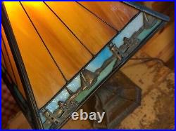 Antique L&L WMC LOEVSKY & LOEVSKY Brass & Slag Glass Shade Bronze Base Nautical