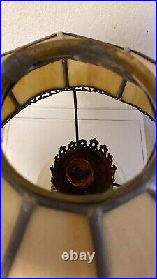 Antique Lamp Art Nouveau Style early 1900's Bronze Slag glass Antique Lamp Art Nouveau Style early 1900's Bronze Slag glass