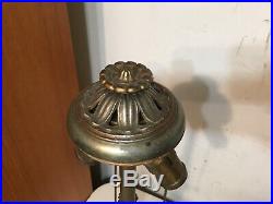 Antique Lamp Base For Slag Panel Glass Shade 2 Hubbell Acorn Pulls Cap Finial
