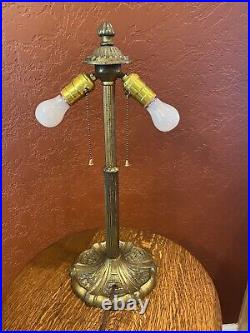 Antique Lamp For Slag Leaded Stained Glass Shade Handel Tiffany Era