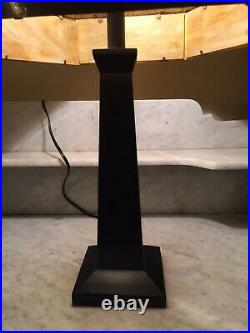 Antique Lamp with Caramel Slag Glass Shade Eagle Finial Vintage Base Table Lamp