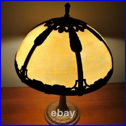 Antique Lamp with Slag Glass Shade