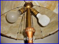 Antique Lamp with Slag Glass Shade
