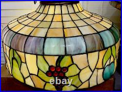 Antique Large Art Nouveau Slag Glass Shade Chandelier Fruit Designs