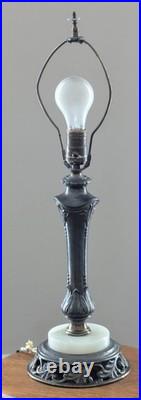 Antique Leaded Marbled Slag Glass 6 Panel Table Lamp, Art & Crafts Deco Nouveau Antique Leaded Marbled Slag Glass 6 Panel Table Lamp, Art & Crafts Deco Nouveau