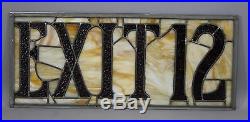 Antique Leaded Slag Glass Architectural, EXIT, Window Lamp Sign, NR