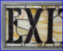 Antique Leaded Slag Glass Architectural, EXIT, Window Lamp Sign, NR