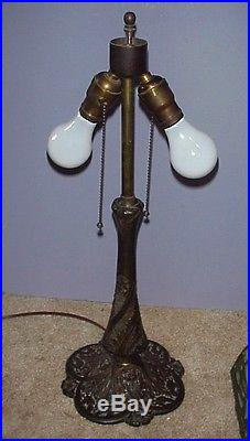 Antique Leaded Slag Glass Arts & Crafts Chicago Mosaic Panel Lamp Handel Era