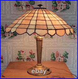 Antique Leaded Slag Glass Lamp