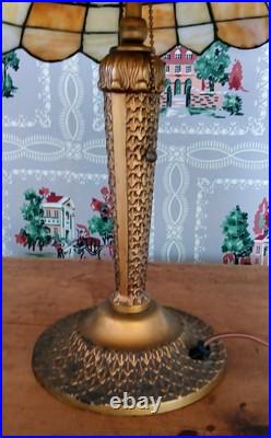 Antique Leaded Slag Glass Lamp