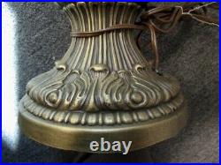 Antique Leaded Slag Glass Lamp Shade 8 Panel Large Two Nude Woman Base
