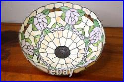 Antique Leaded Stained Glass Floral Shade Slag Glass Tiffany Handel Era 15.5