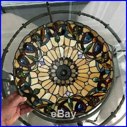 Antique Leaded Stained Slag Art Glass Swag Lamp Shade. Tiffany. Handel