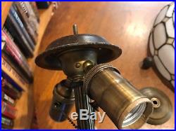 Antique Leaded Stained Slag Glass Lamp Miller Bradley & Hubbard Handel Style