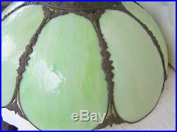 Antique Light Green Slag Glass Lamp Shade Bottom Diameter 18 5/8