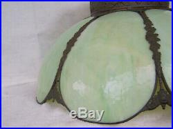 Antique Light Green Slag Glass Lamp Shade Bottom Diameter 18 5/8