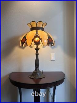Antique Lighting Victorian Style Electric Slag Glass Table Lamp