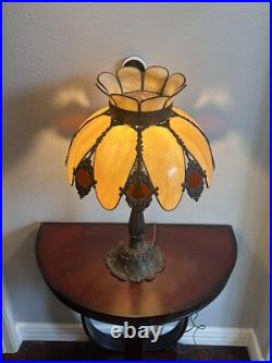 Antique Lighting Victorian Style Electric Slag Glass Table Lamp