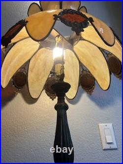 Antique Lighting Victorian Style Electric Slag Glass Table Lamp