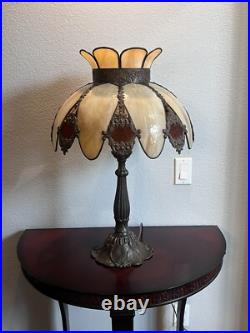 Antique Lighting Victorian Style Electric Slag Glass Table Lamp