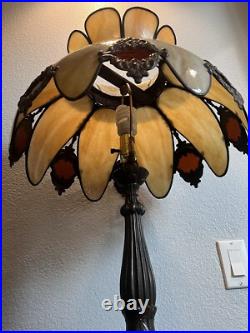 Antique Lighting Victorian Style Electric Slag Glass Table Lamp
