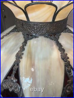 Antique Lighting Victorian Style Electric Slag Glass Table Lamp