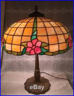 Antique MILLER Leaded lamp Handel Tiffany arts & crafts slag stained glass