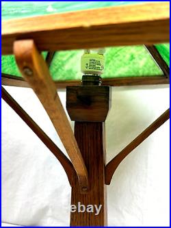Antique MISSION Oak Slag Stained Green Glass Desk Table Lamp 22 Arts & Crafts