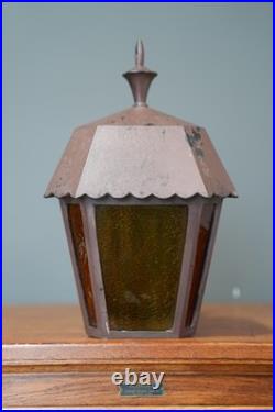 Antique Metal Exterior Wall Sconce Light Fixture Porch Lamp Gothic Slag Glass