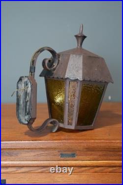 Antique Metal Exterior Wall Sconce Light Fixture Porch Lamp Gothic Slag Glass Antique Metal Exterior Wall Sconce Light Fixture Porch Lamp Gothic Slag Glass