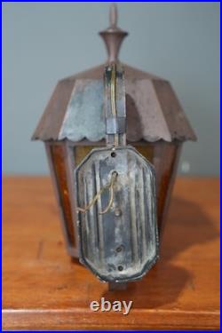 Antique Metal Exterior Wall Sconce Light Fixture Porch Lamp Gothic Slag Glass