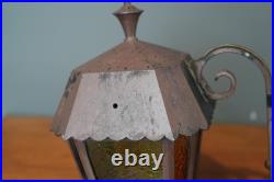 Antique Metal Exterior Wall Sconce Light Fixture Porch Lamp Gothic Slag Glass