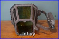 Antique Metal Exterior Wall Sconce Light Fixture Porch Lamp Gothic Slag Glass