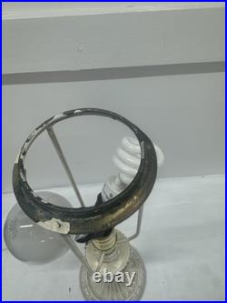 Antique Metal Slag Glass Ornate 6 Panel Table Lamp 23 Tall