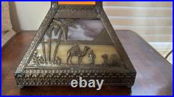 Antique Meyda Arts & Craft Camel Mission Pyramid Egypt Slag Glass 3 Switch Lamp Antique Meyda Arts & Craft Camel Mission Pyramid Egypt Slag Glass 3 Switch Lamp
