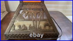 Antique Meyda Arts & Craft Camel Mission Pyramid Egypt Slag Glass 3 Switch Lamp Antique Meyda Arts & Craft Camel Mission Pyramid Egypt Slag Glass 3 Switch Lamp